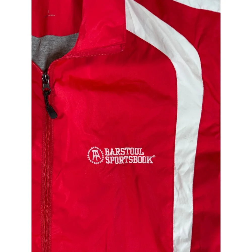 Sport Tek Barstool Sportsbook Red White Full Zip Track Jacket Mens Large‎